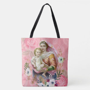 Blessed Virgin Mary Religious Jesus Cross Tote Bag