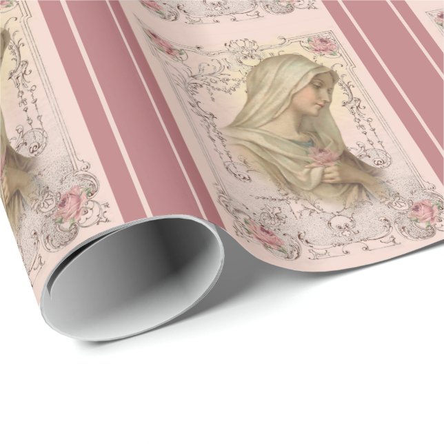 Blessed Virgin Mary Religious Vintage Catholic Wrapping Paper (Roll Corner)