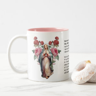 Blessed Virgin Mary Roses  Memorare Prayer Two-Tone Coffee Mug