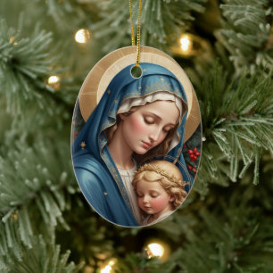 Blessed Virgin Mary Traditional Catholic Ceramic Tree Decoration