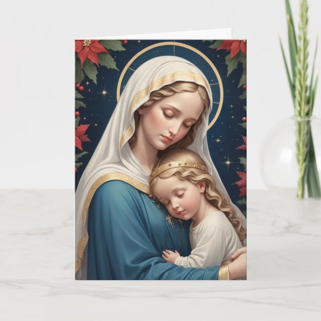 Blessed Virgin Mary Traditional Catholic Holiday Card (Front)
