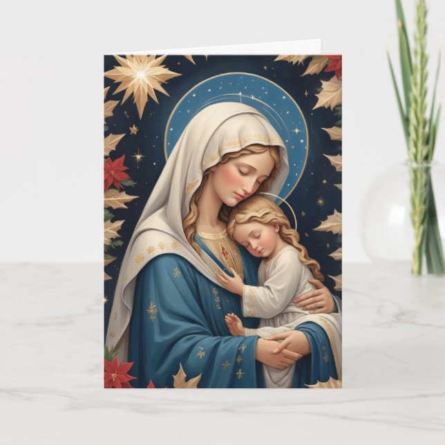 Blessed Virgin Mary Traditional Catholic Holiday Card (Front)