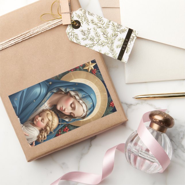 Blessed Virgin Mary Traditional Catholic Rectangular Sticker (Gifting)