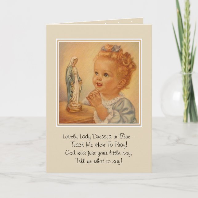 Blessed Virgin Mary Vintage Poem Prayer Card (Front)
