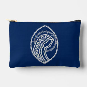Blessed Virgin Mary, white lace, navy blue Accessory Pouch