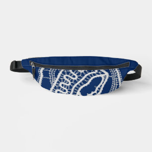 Blessed Virgin Mary, white lace, navy blue Bum Bags