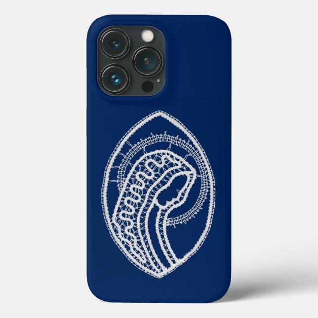 Blessed Virgin Mary, white lace, navy blue Case-Mate iPhone Case (Back)