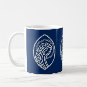 Blessed Virgin Mary, white lace, navy blue Coffee Mug