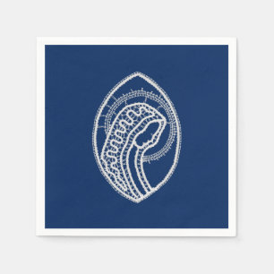 Blessed Virgin Mary, white lace, navy blue Napkin