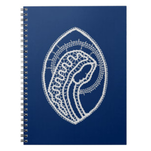 Blessed Virgin Mary, white lace, navy blue Notebook