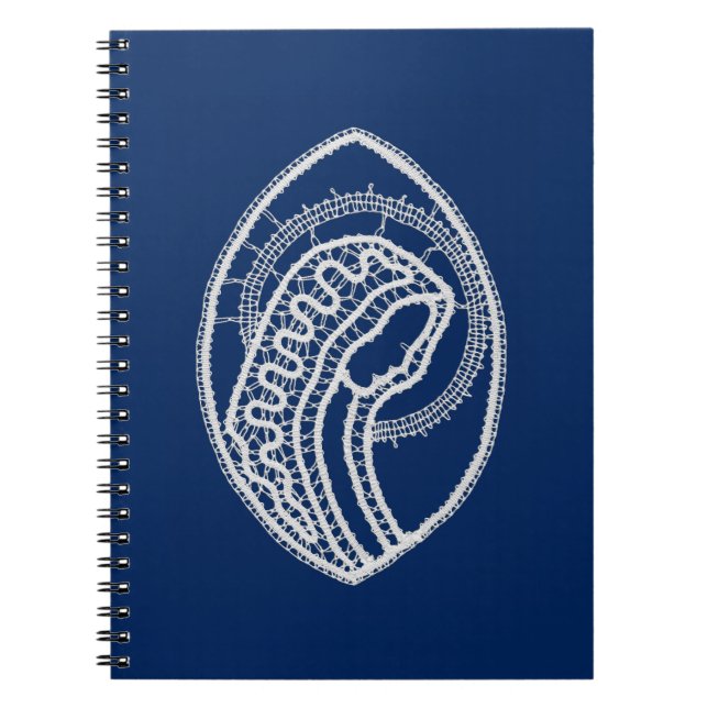 Blessed Virgin Mary, white lace, navy blue Notebook (Front)
