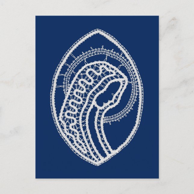 Blessed Virgin Mary, white lace, navy blue Postcard (Front)
