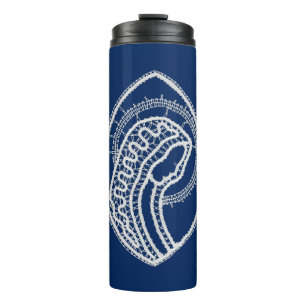Blessed Virgin Mary, white lace, navy blue Thermal Tumbler