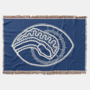 Blessed Virgin Mary, white lace, navy blue Throw Blanket