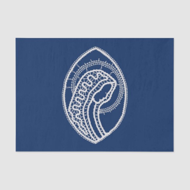 Blessed Virgin Mary, white lace, navy blue Tissue Paper (Front)