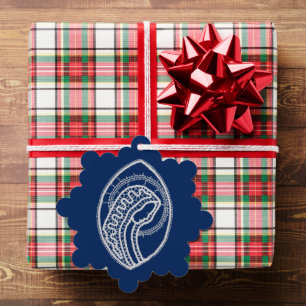 Blessed Virgin Mary, white lace, navy blue Tree Decoration Card