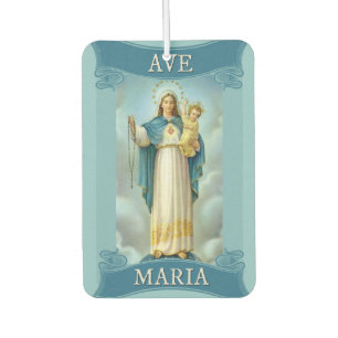 Blessed Virgin Mary with Baby Child Jesus Rosary Car Air Freshener
