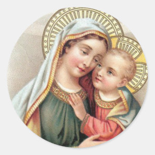 Blessed Virgin Mary with Baby Jesus Classic Round Sticker