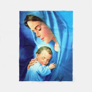 Blessed Virgin Mary with Baby Jesus Fleece Blanket