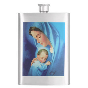 Blessed Virgin Mary with Baby Jesus Hip Flask