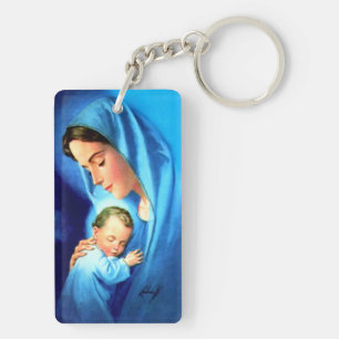 Blessed Virgin Mary with Baby Jesus Key Ring