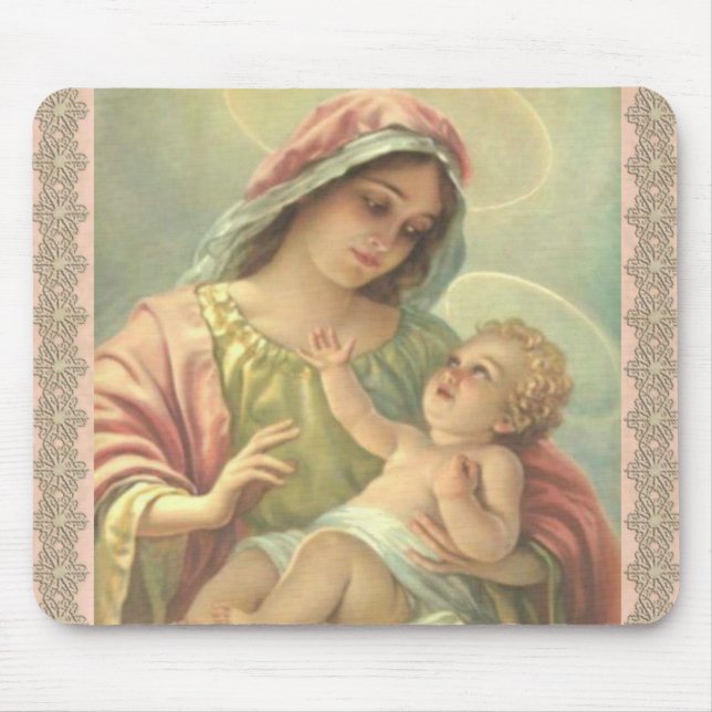Blessed Virgin Mary with Baby Jesus Mouse Mat (Front)