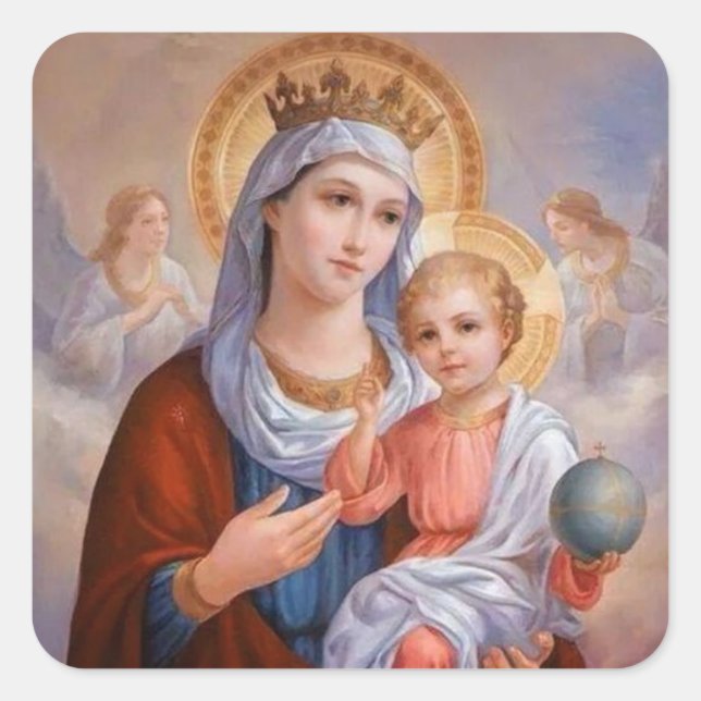 Blessed Virgin Mary with Baby Jesus Square Sticker (Front)