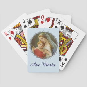 Blessed Virgin Mary with Baby Jesus Wreath Playing Cards