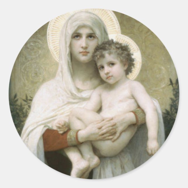 Blessed Virgin Mary with Child Jesus Classic Round Sticker (Front)