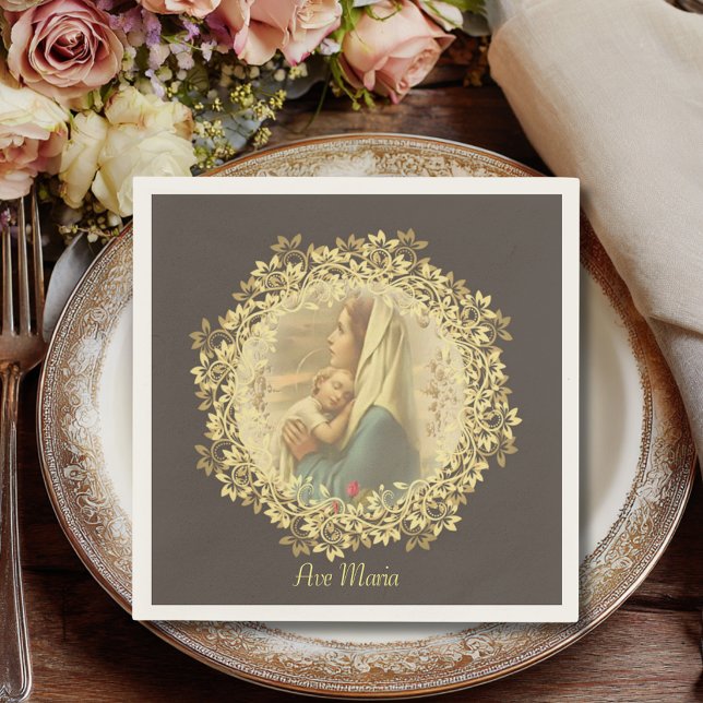 Blessed Virgin Mary with Child Jesus Napkin (Creator Uploaded)