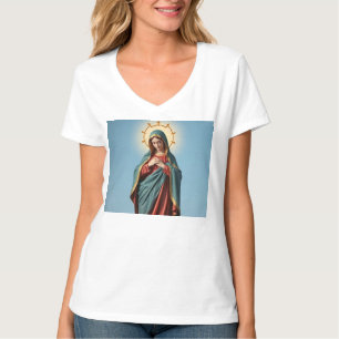 Blessed Virgin Mary Women's V Neck Tee Shirt