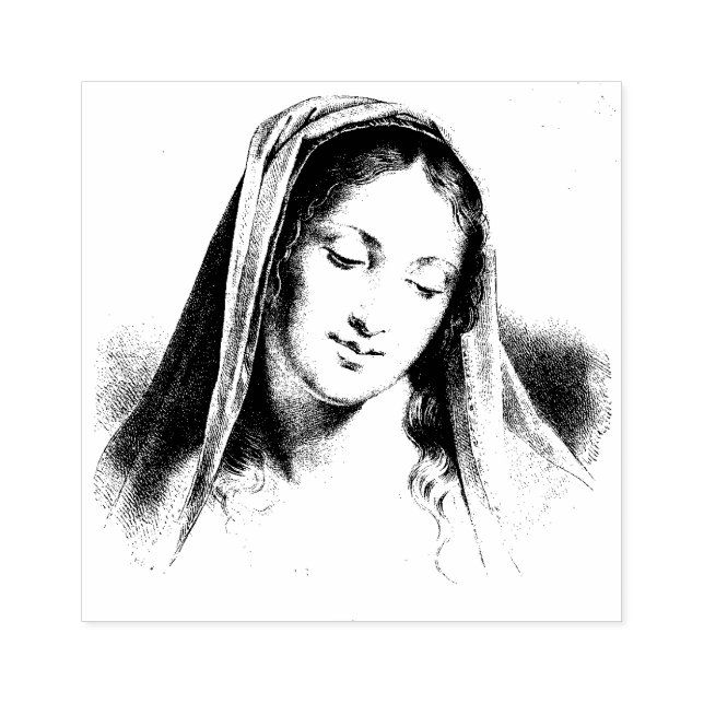 Blessed Virgin Mother Mary Catholic Religious Rubber Stamp (Imprint)