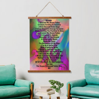 Blessed W/ Poem Wood Topped Wall Tapestry