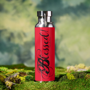 Blessed! Water Bottle (Red/Silver)