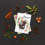 Blessed watercolor floral and foliage christmas holiday card<br><div class="desc">Blessed watercolor floral and foliage christmas Holiday card. Beautiful watercolour painted foliage and modern script text. Part of a collection.</div>