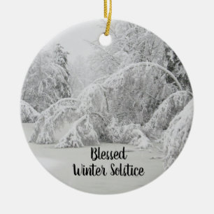 Blessed Winter Solstice Ceramic Tree Decoration
