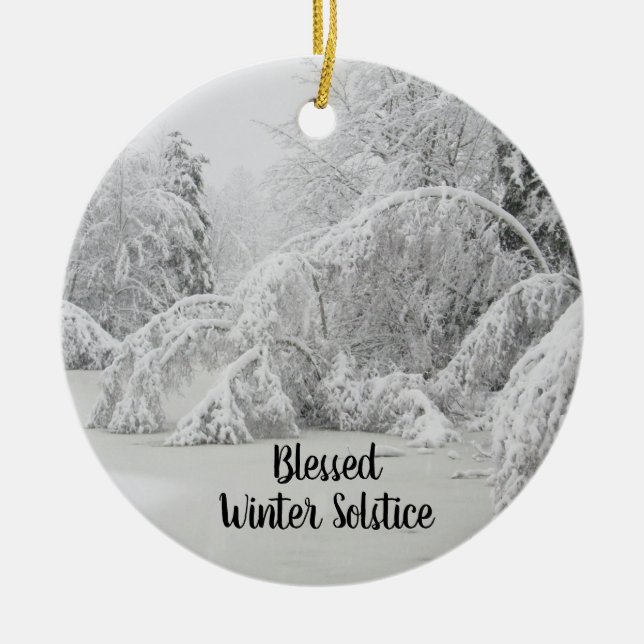 Blessed Winter Solstice Ceramic Tree Decoration (Front)