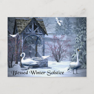 Blessed Winter Solstice Swans Postcard