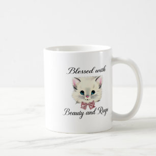 Blessed With Beauty And Rage Cute Lovely Cat Face  Coffee Mug