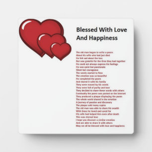 Blessed With Love And Happiness Poem On Plaque