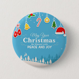 Blessed with Peace & Joy Christmas Pin Button