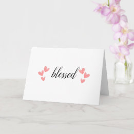 Blessed with Pink Hearts Greeting Card
