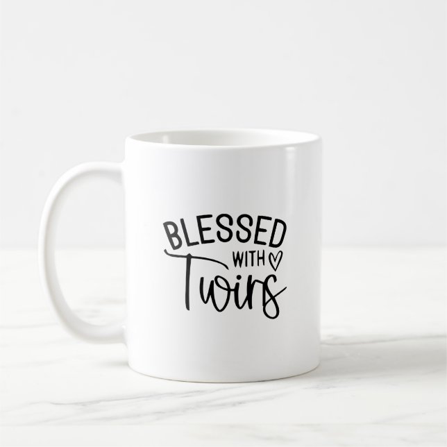 Blessed with Twins - Funny Mum Life Quote  Coffee Mug (Left)