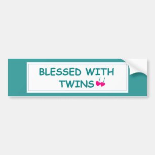 Blessed with Twins Two Hearts Bumper Sticker