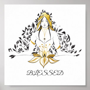 Blessed woman Goddess power illustration  Poster