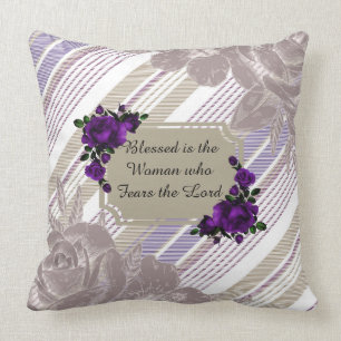 Blessed Woman Lavender/Tan Stripe Pillow