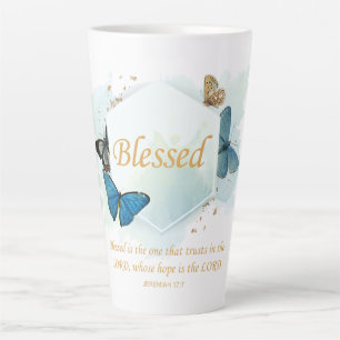 Blessed – Women's Christian Faith Butterfly Verse  Latte Mug