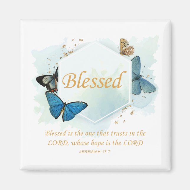 Blessed – Women's Christian Faith Butterfly Verse  Magnet (Front)