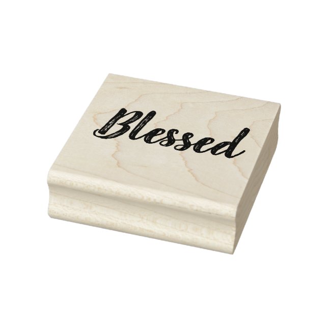 Blessed Wooden Block Mounted Rubber Stamp (Stamp)