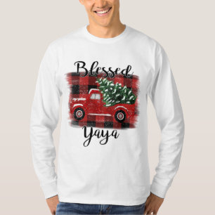 Blessed Yaya Red Truck Vintage Christmas Tree T-Shirt
